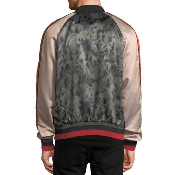 Eleven Paris | Color Block Camo Satin Bomber Jacket - Picture 2 of 9